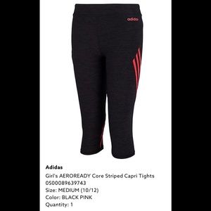 Adidas girl’s aeroready core striped Capri tights